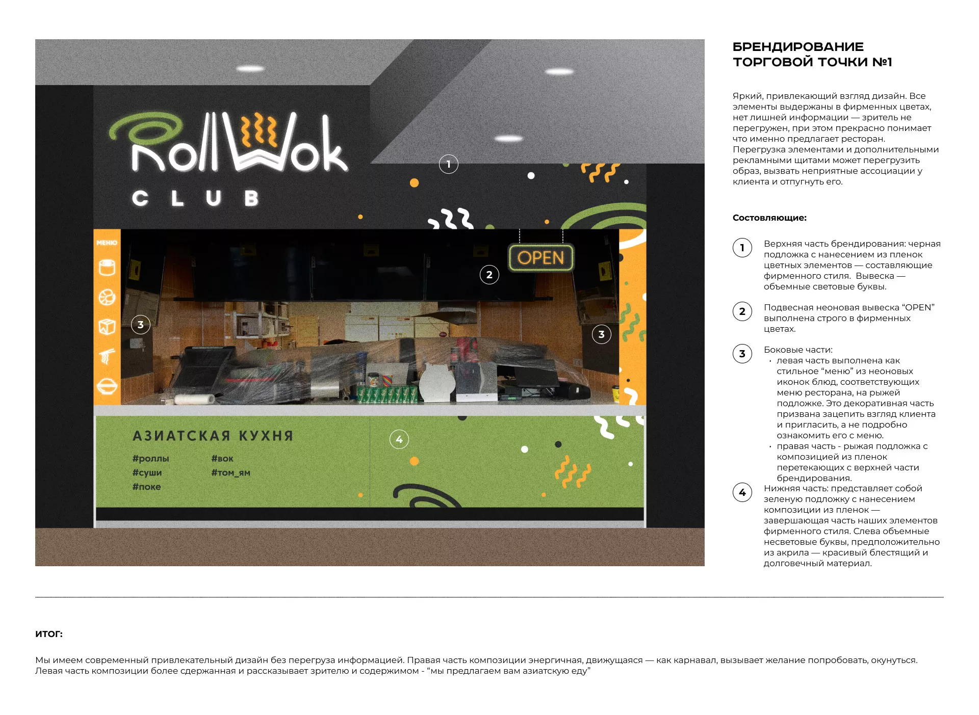Брендирование торговых точек суши-бара «Roll Wok Club» в Черняховске