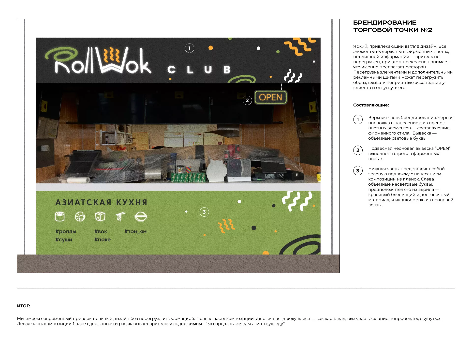 Брендирование торговых точек суши-бара «Roll Wok Club» в Черняховске